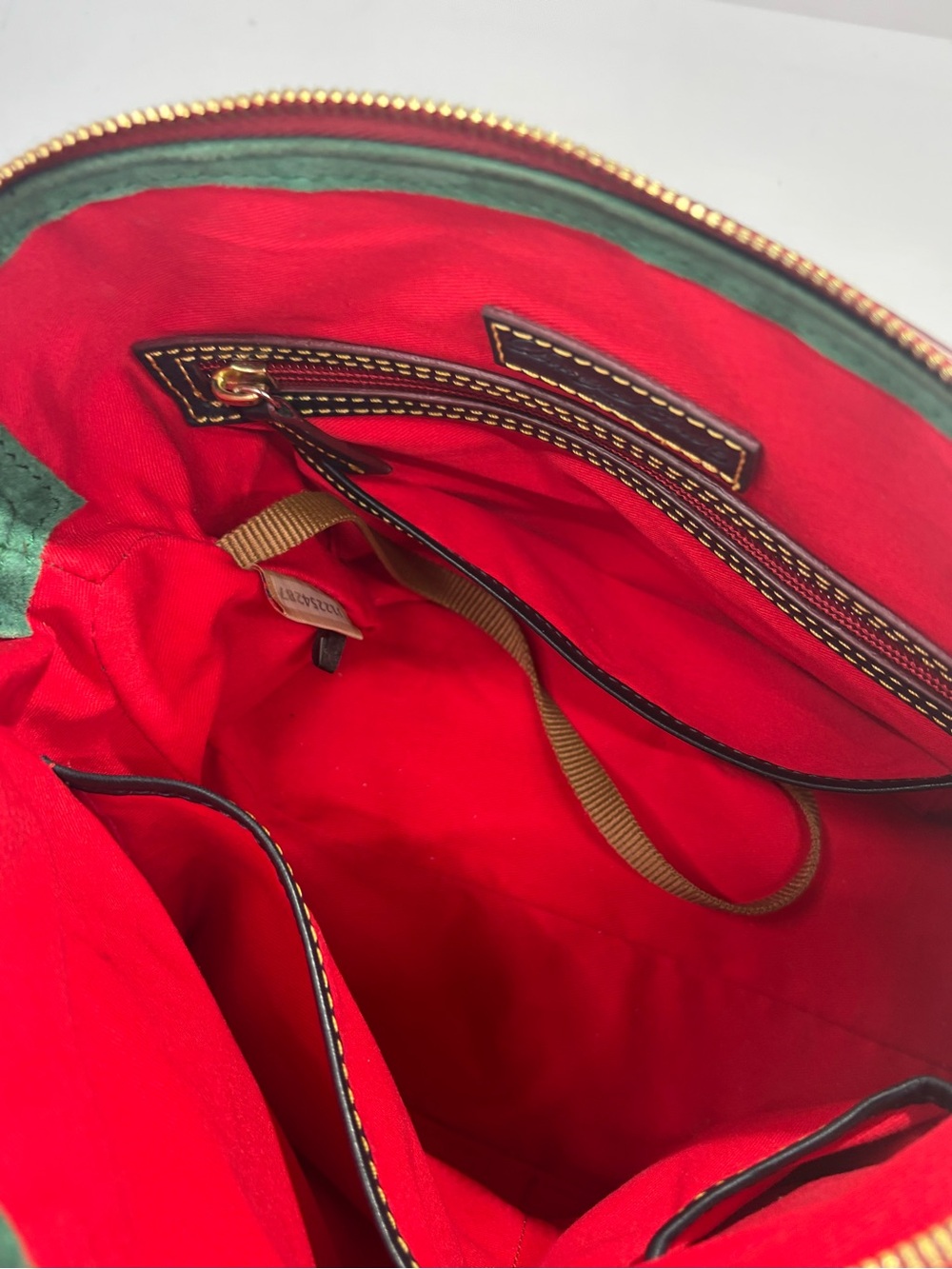 Dooney & Bourke Florentine Leather Satchel Black Red Large Crossbody Tassel - Picture 7 of 11